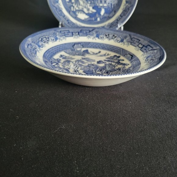 Lot 2 Churchill Blue Willow 8" Soup Salad Bowl Made In England Dinnerware EUC - Picture 3 of 5